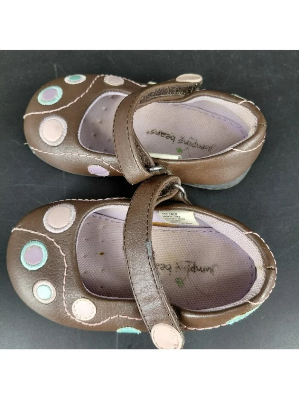 Jumping Beans Shoes Girls Size 5 Brown Mary Jane Flats Polka Dot Toddler